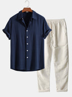 William | Men's Casual Summer Shirt and Drawstring Pants Set