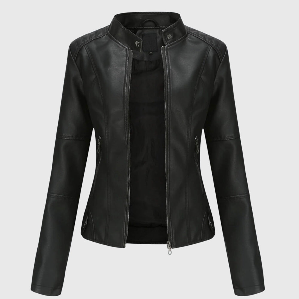 Chelsea | Women’s stylish leather jacket with stand collar
