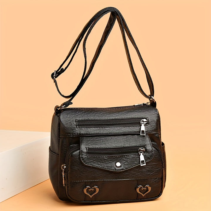 Amanda - Trendy Brown Leather Crossbody Bag