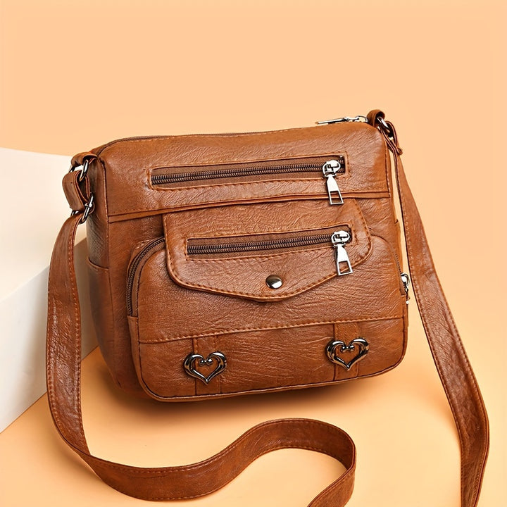 Amanda - Trendy Brown Leather Crossbody Bag