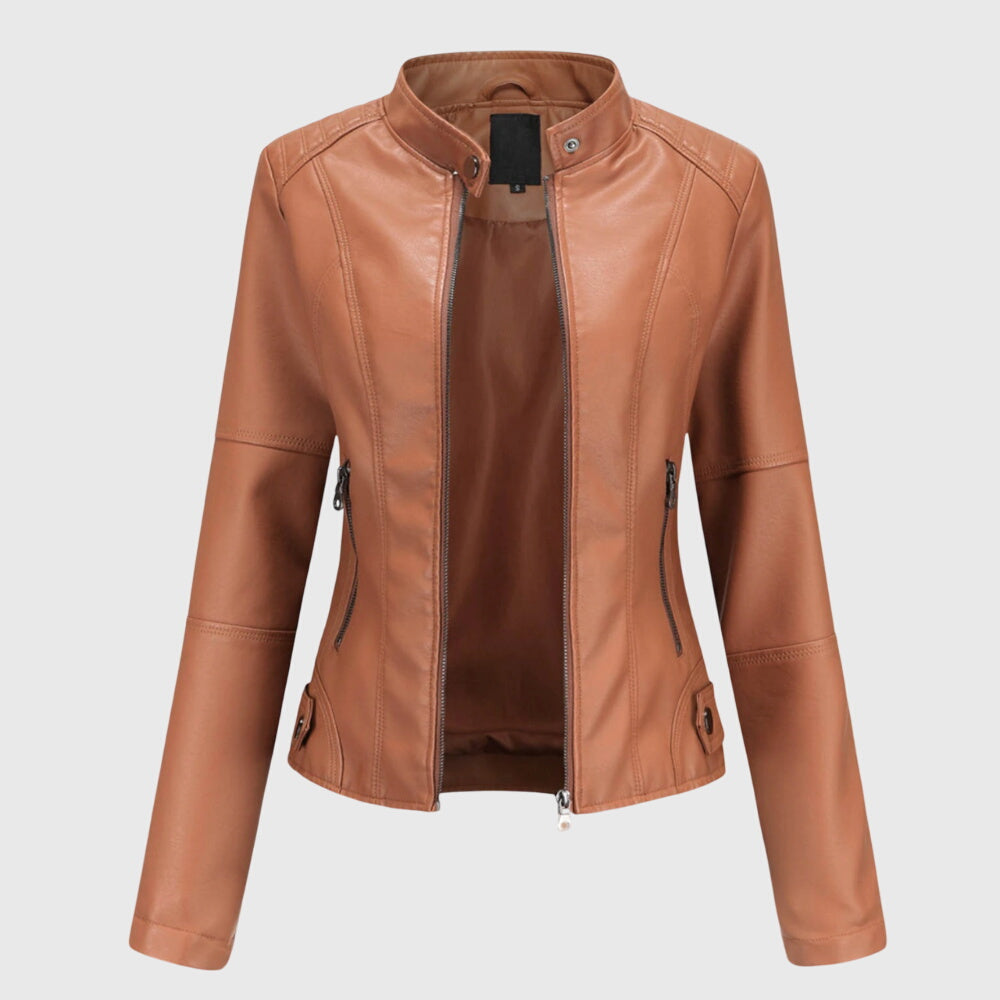 Chelsea | Women’s stylish leather jacket with stand collar