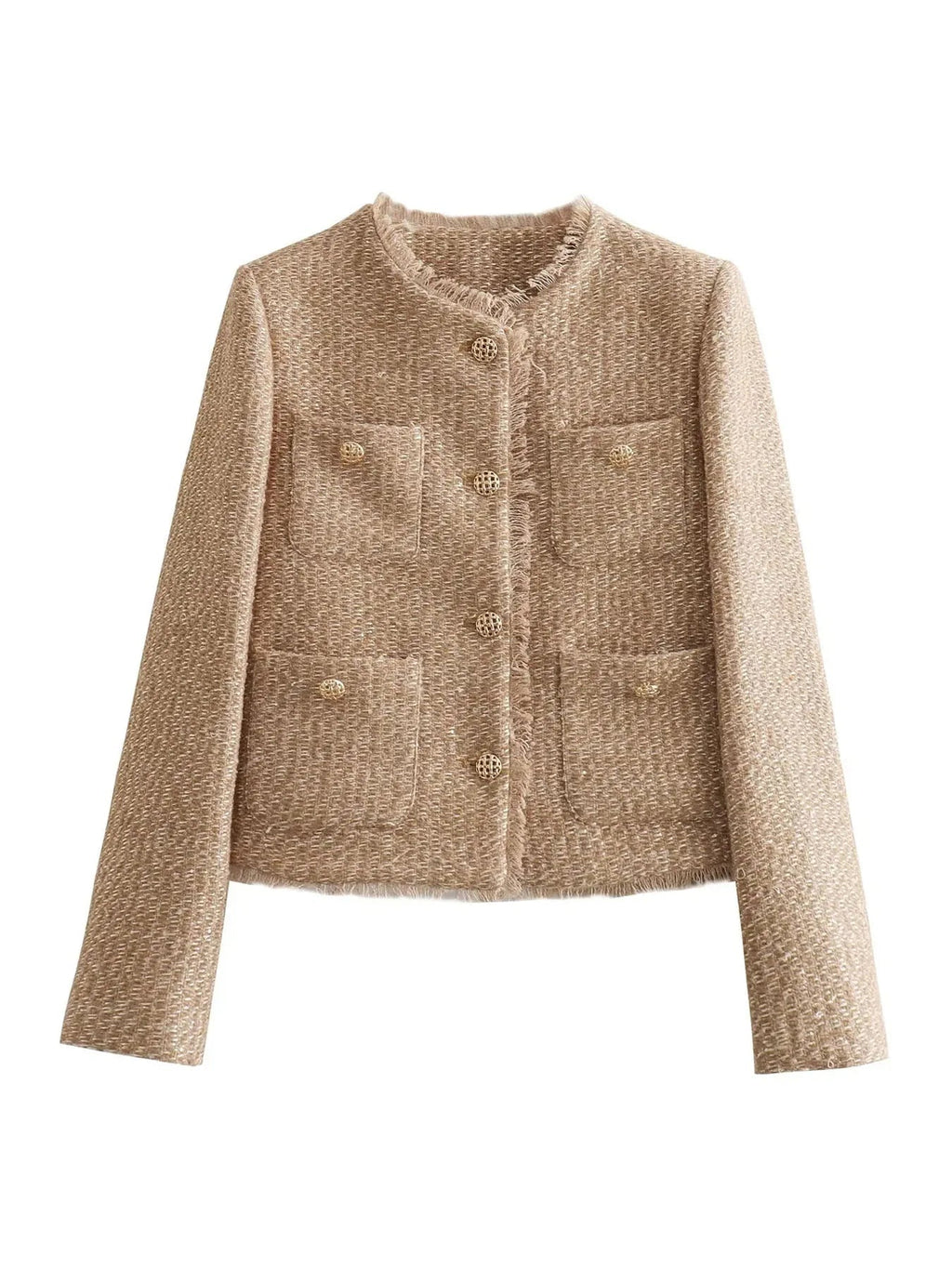 Scarlet | Women's Tweed Jacket with Buttons and Front Pockets
