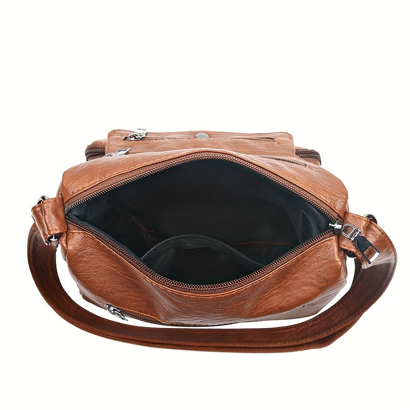 Amanda - Trendy Brown Leather Crossbody Bag