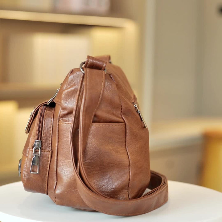 Amanda - Trendy Brown Leather Crossbody Bag