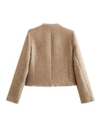 Scarlet | Women's Tweed Jacket with Buttons and Front Pockets