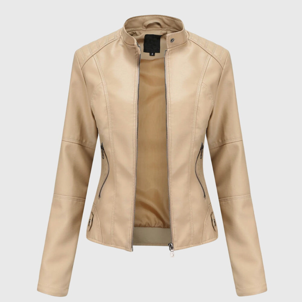 Chelsea | Women’s stylish leather jacket with stand collar