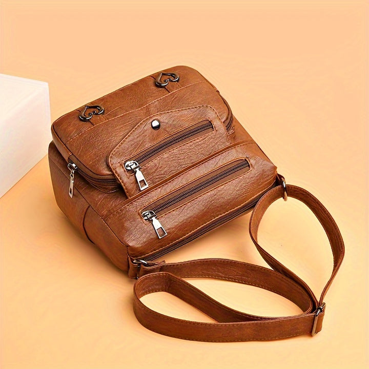 Amanda - Trendy Brown Leather Crossbody Bag