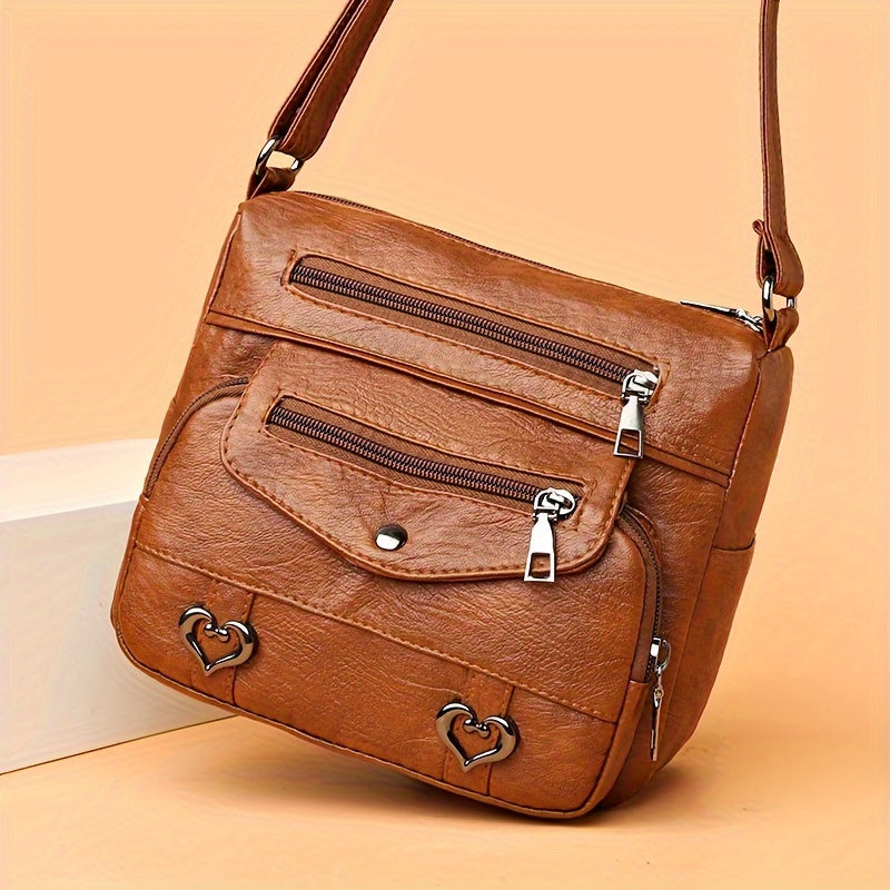 Amanda - Trendy Brown Leather Crossbody Bag