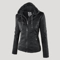 Scarlet | Women's Fitted Hooded Faux Leather Jacket