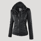 Scarlet | Women's Fitted Hooded Faux Leather Jacket