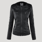 Scarlet | Women's Fitted Hooded Faux Leather Jacket