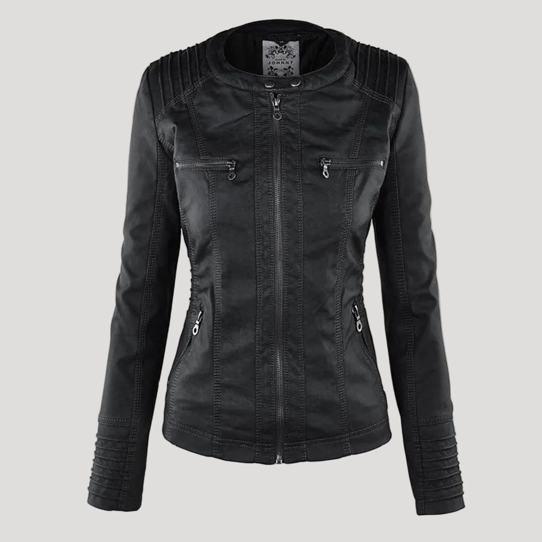 Scarlet | Women's Fitted Hooded Faux Leather Jacket