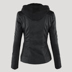 Scarlet | Women's Fitted Hooded Faux Leather Jacket