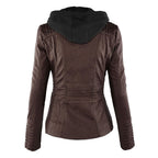 Scarlet | Women's Fitted Hooded Faux Leather Jacket
