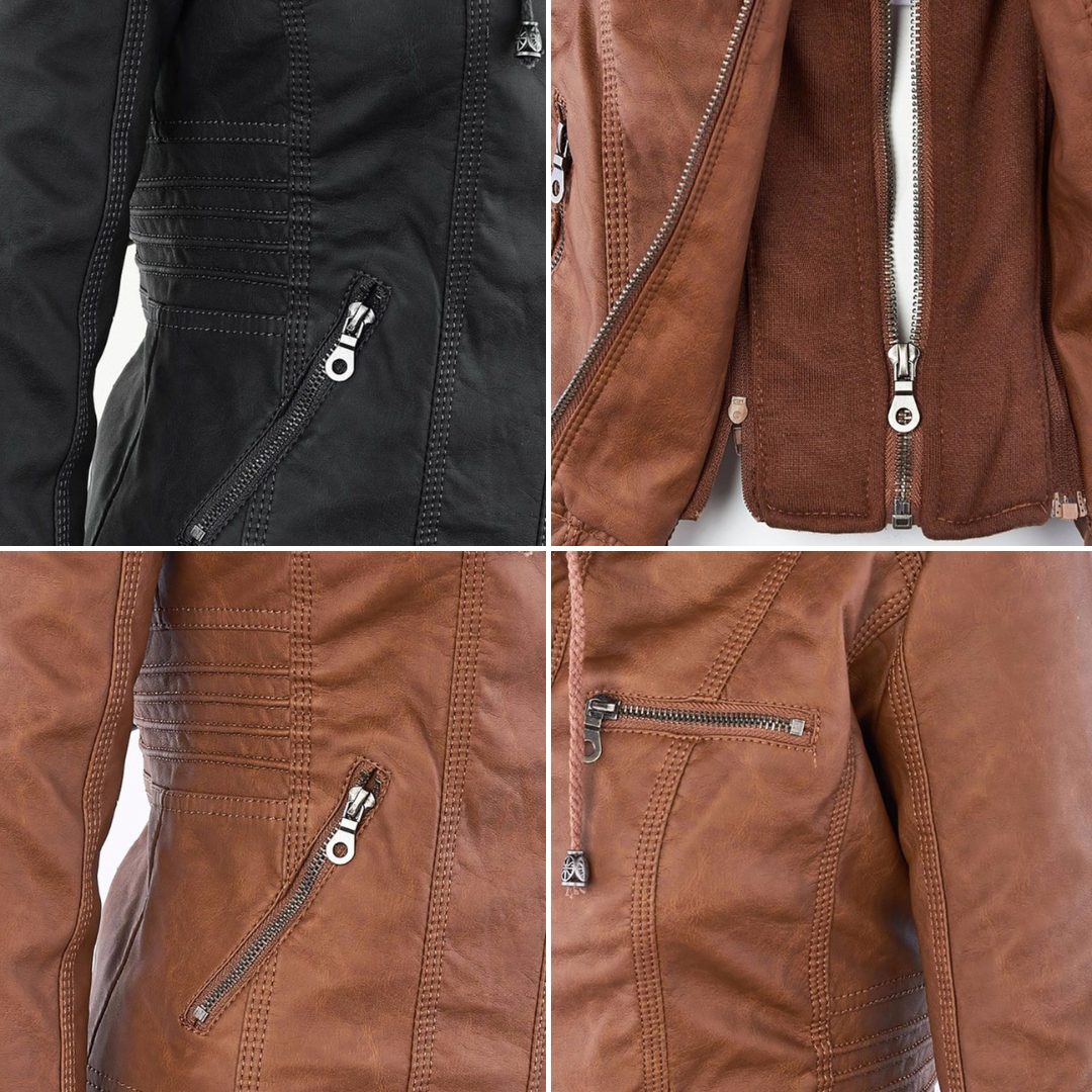 Scarlet | Women's Fitted Hooded Faux Leather Jacket
