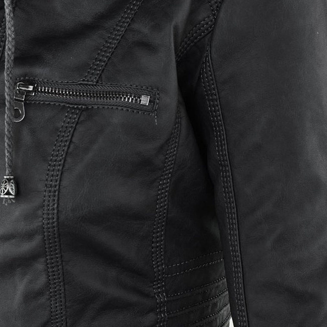 Scarlet | Women's Fitted Hooded Faux Leather Jacket