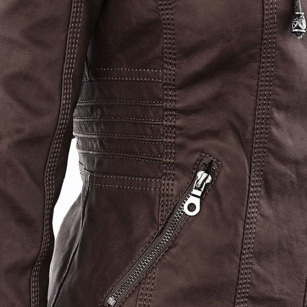 Scarlet | Women's Fitted Hooded Faux Leather Jacket