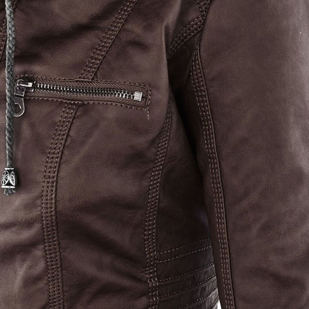 Scarlet | Women's Fitted Hooded Faux Leather Jacket