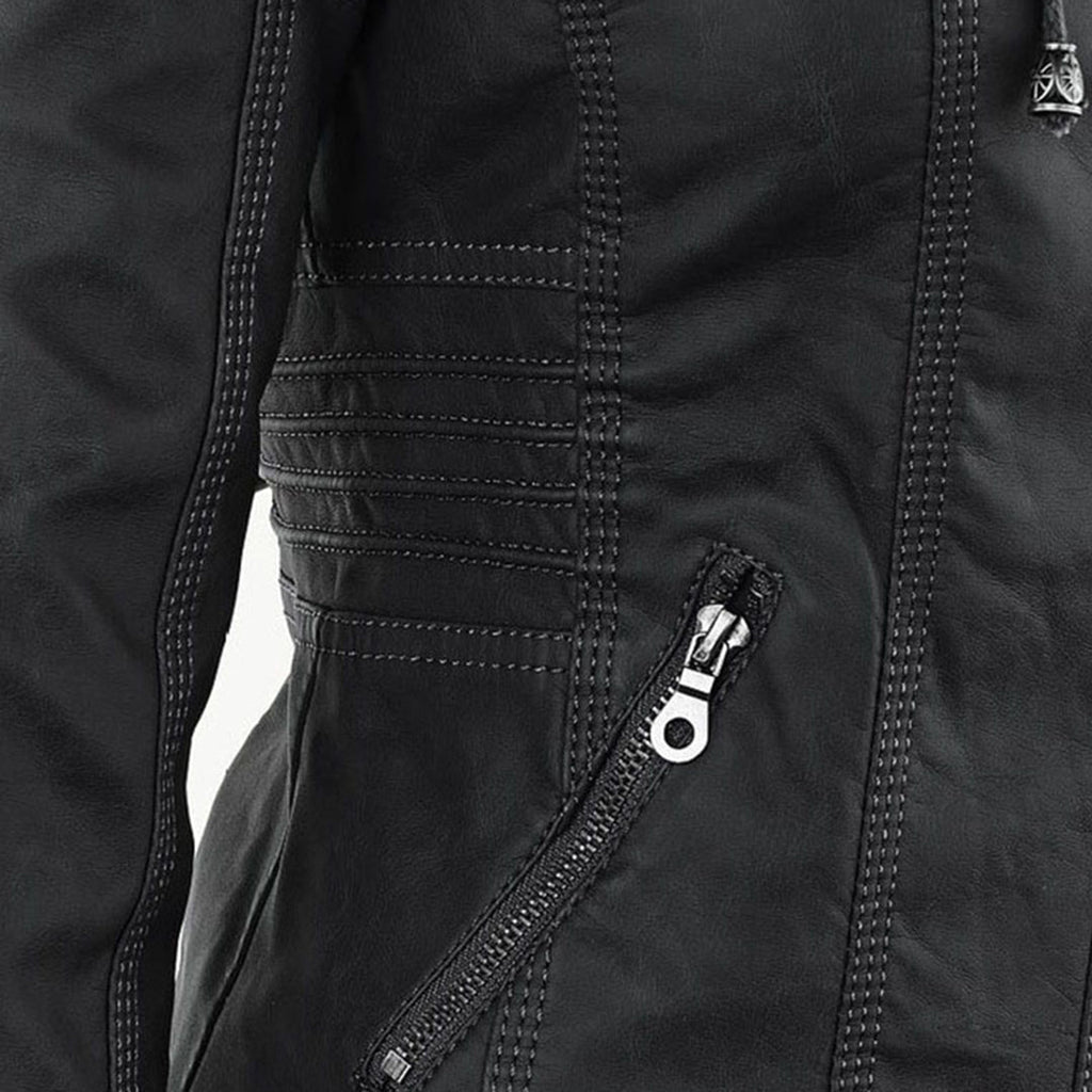 Scarlet | Women's Fitted Hooded Faux Leather Jacket