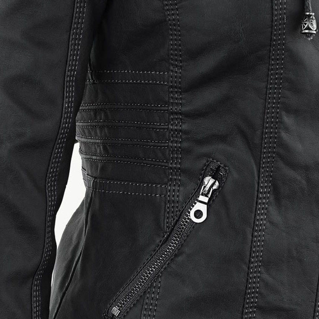 Scarlet | Women's Fitted Hooded Faux Leather Jacket