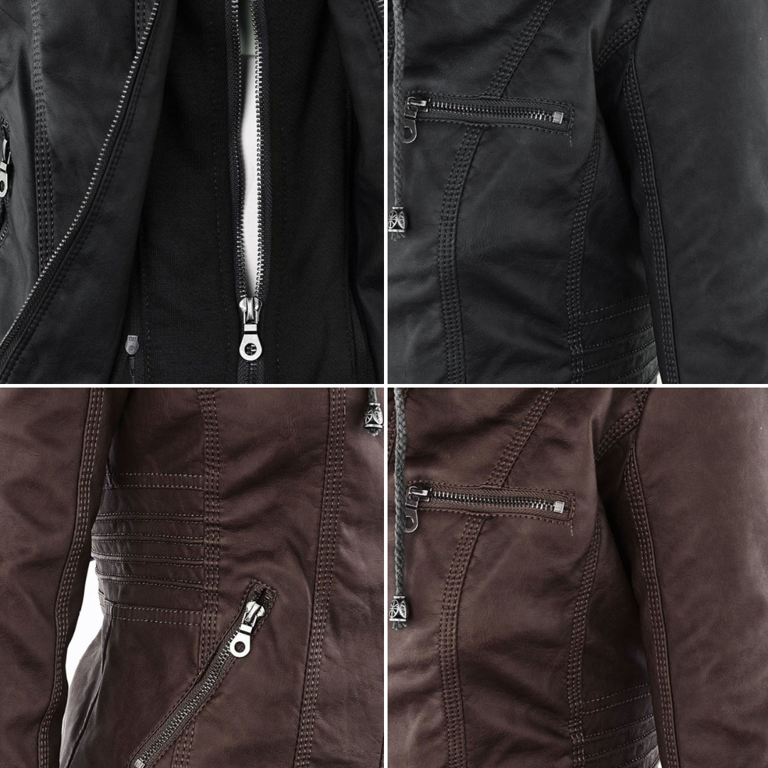 Scarlet | Women's Fitted Hooded Faux Leather Jacket