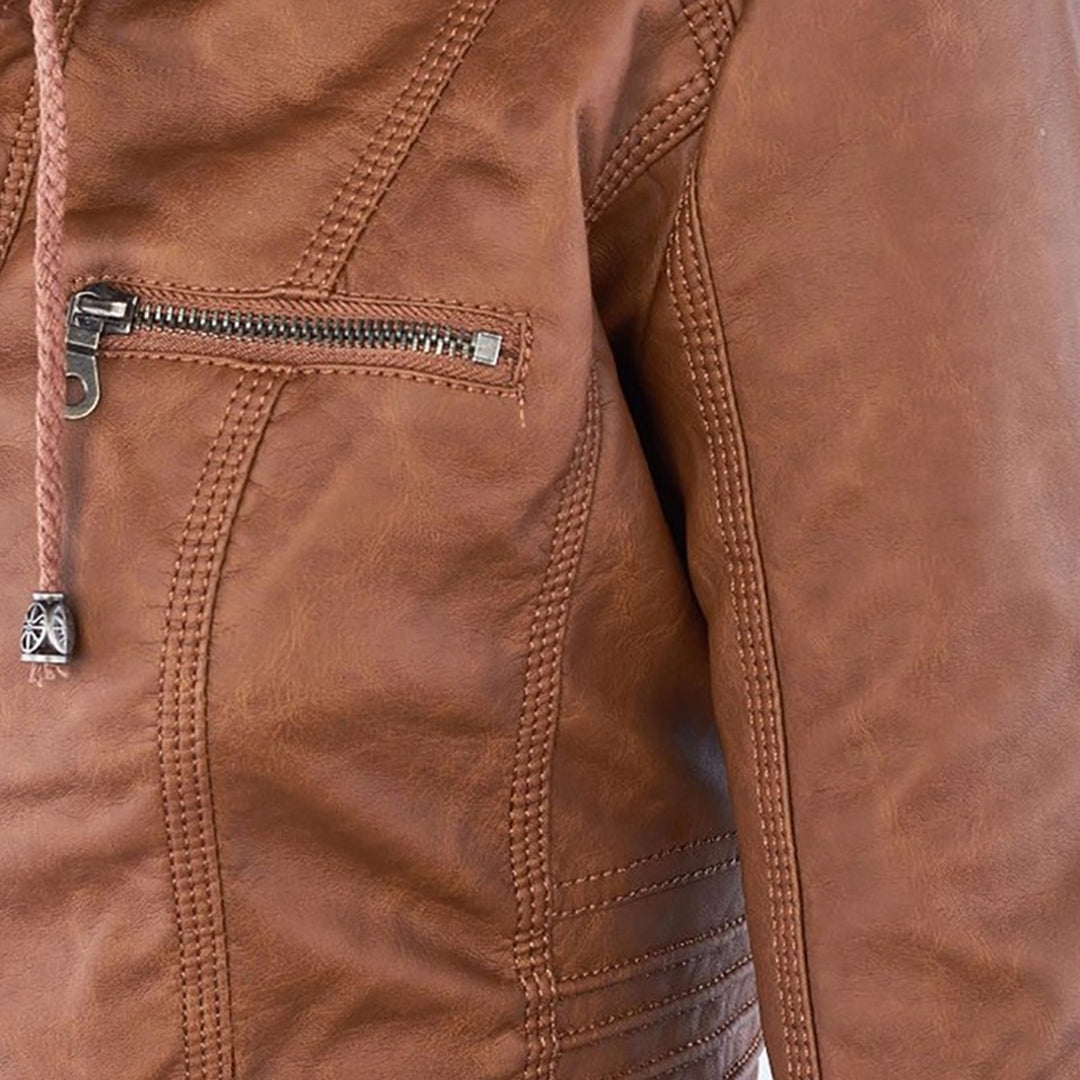 Scarlet | Women's Fitted Hooded Faux Leather Jacket
