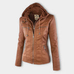 Scarlet | Women's Fitted Hooded Faux Leather Jacket