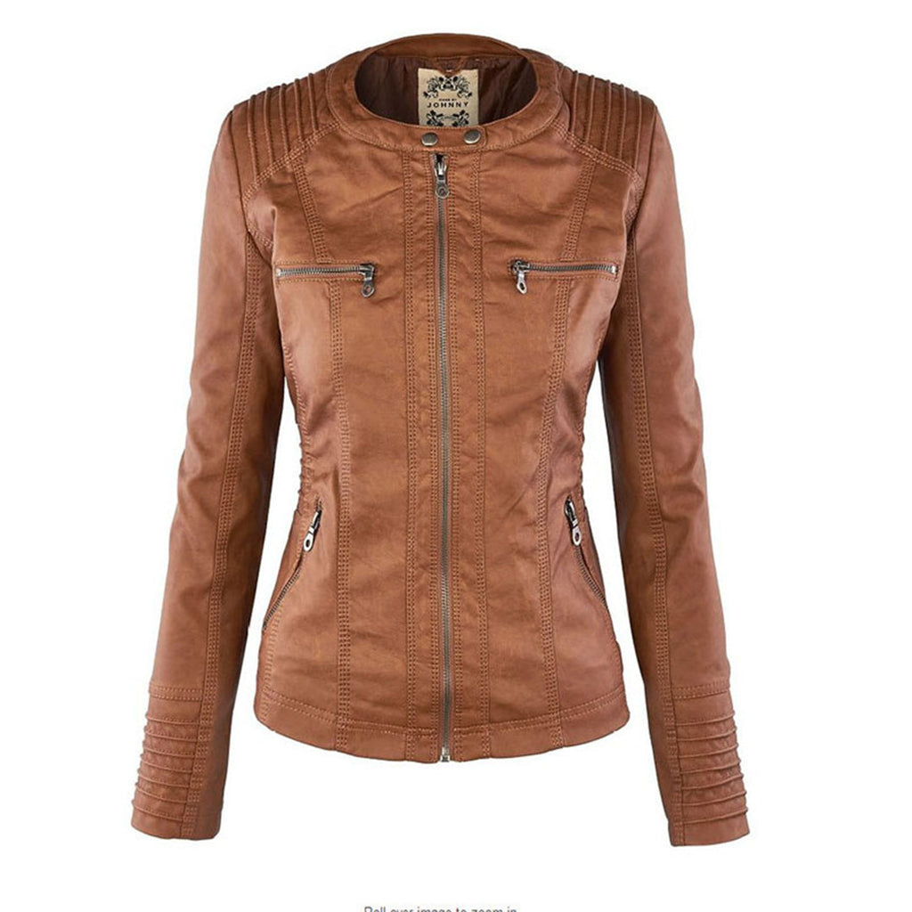 Scarlet | Women's Fitted Hooded Faux Leather Jacket