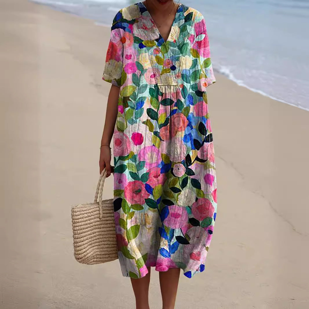 Scarlet | Women's Colorful Floral Printed Summer Dress