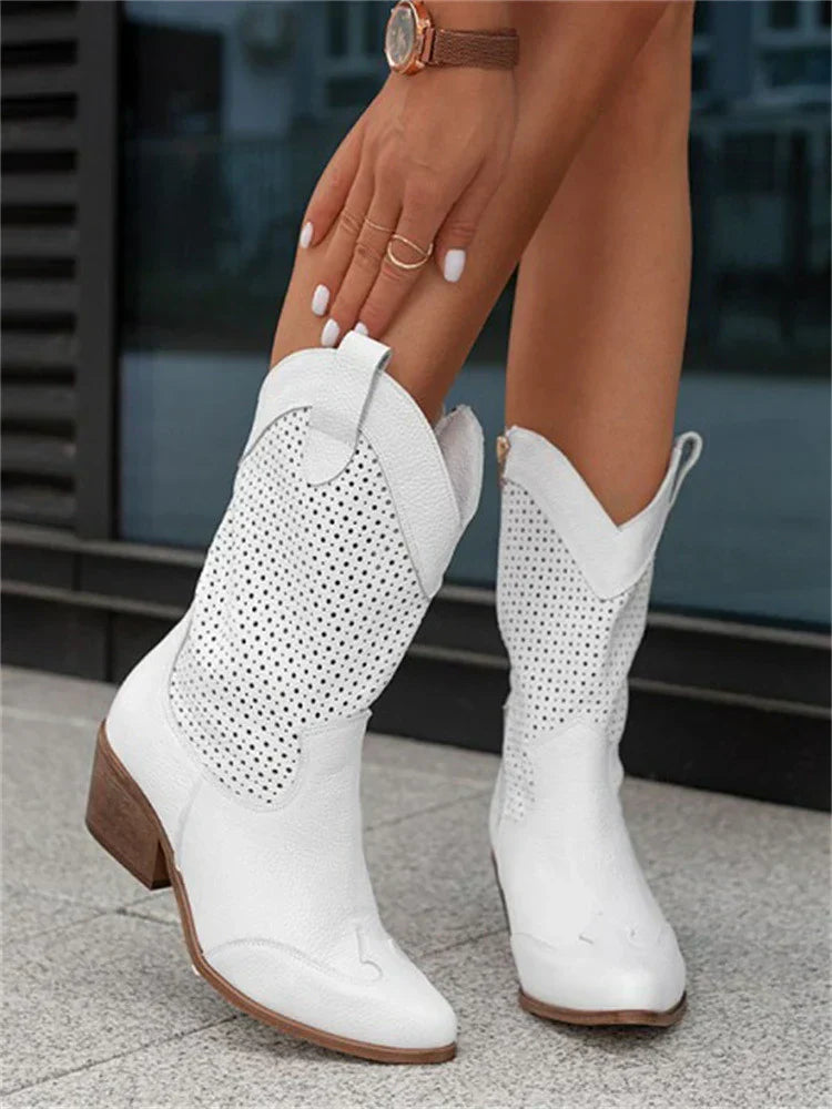 Scarlet | Women's Breathable Cowboy Boots with Zip Closure