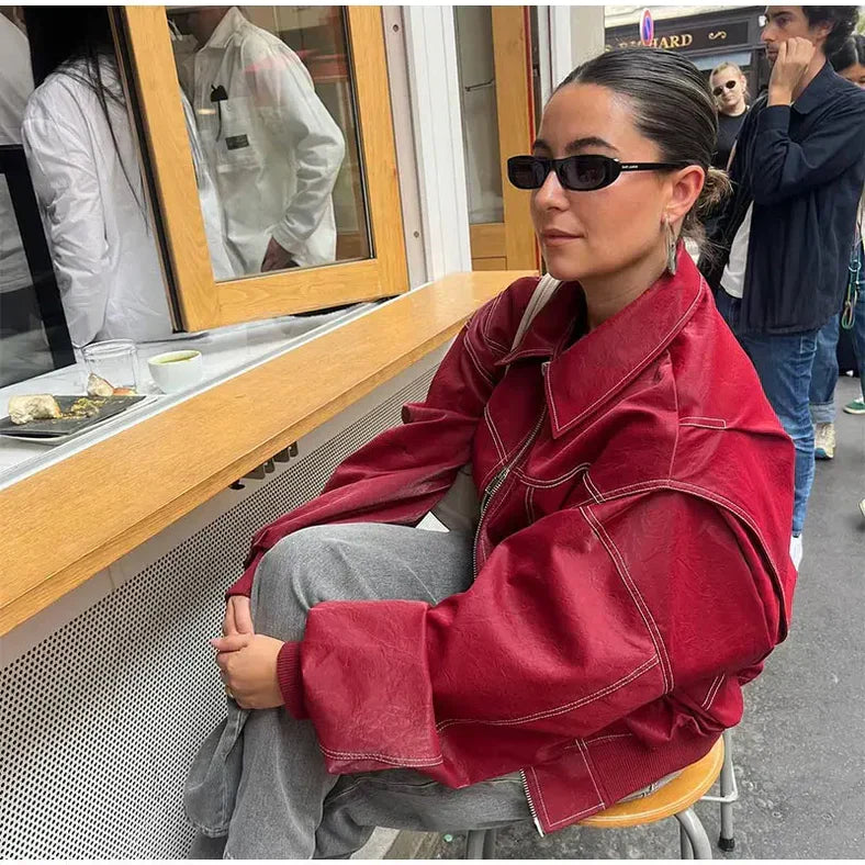 Scarlet | Women's Oversized Jacket with Zip Closure