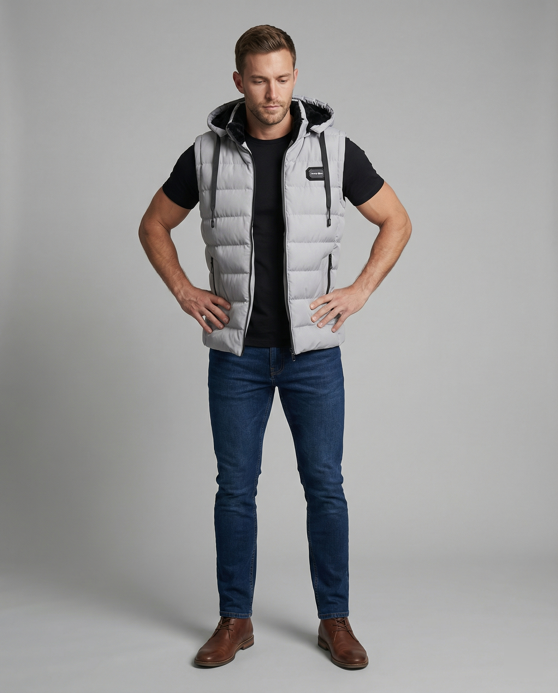 Benjamin | Hooded Puffer Vest with Zip Closure
