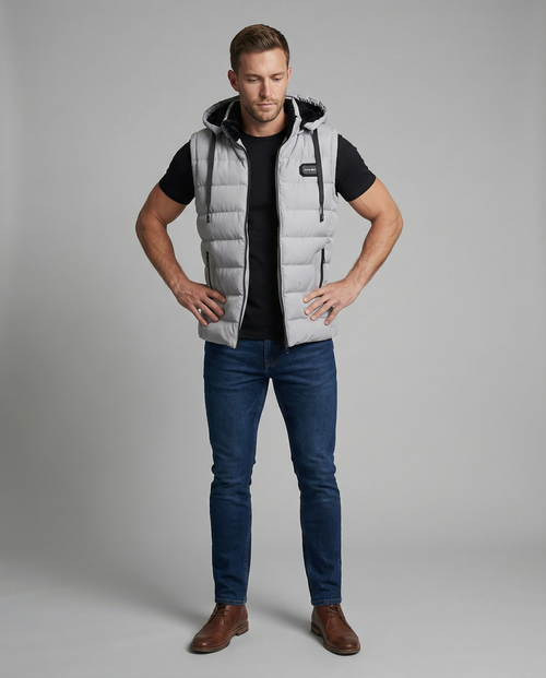 Benjamin | Hooded Puffer Vest with Zip Closure