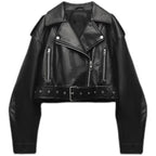 Scarlet | Women's Cropped Biker Jacket with Zip Closure