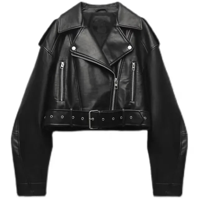 Scarlet | Women's Cropped Biker Jacket with Zip Closure