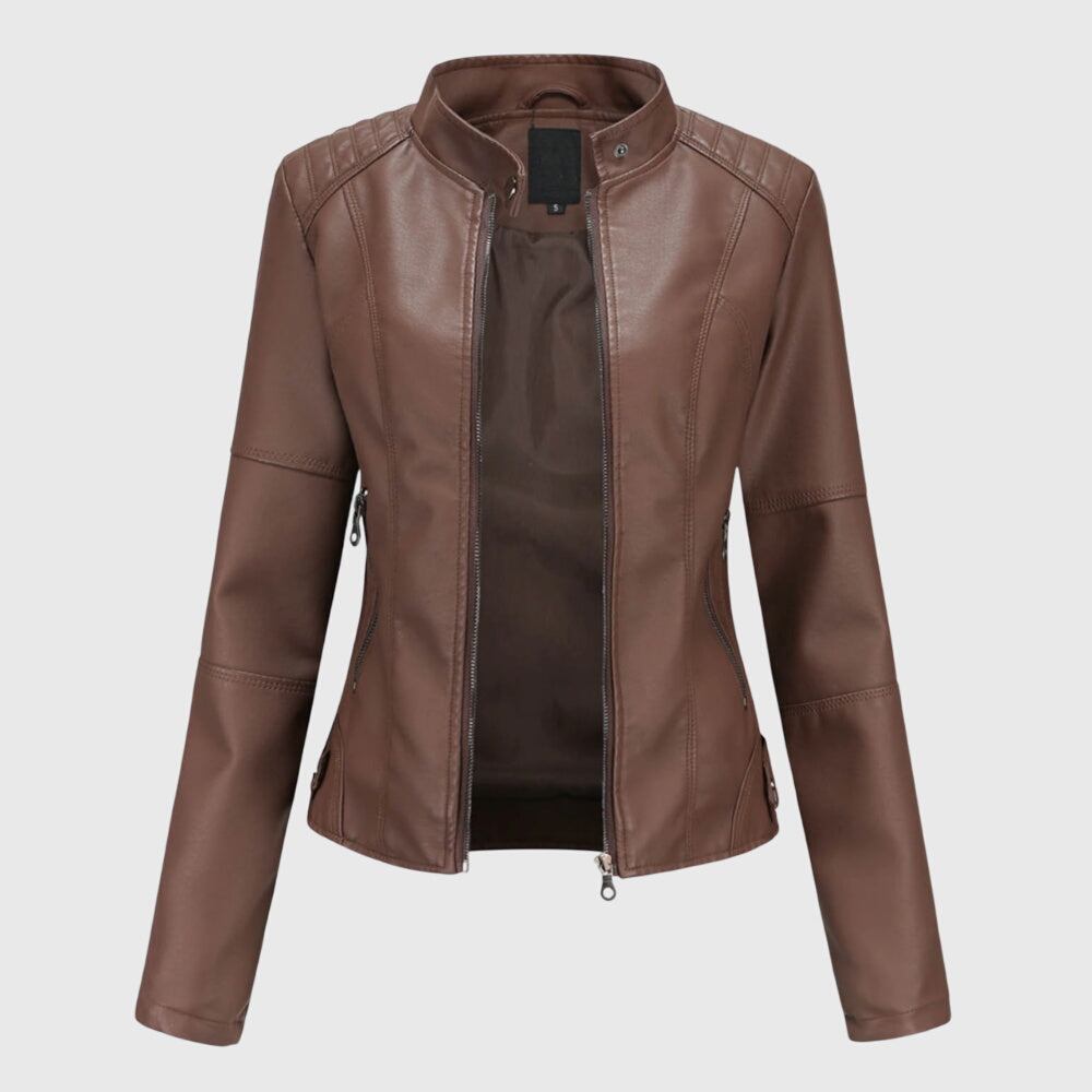 Chelsea | Women’s stylish leather jacket with stand collar
