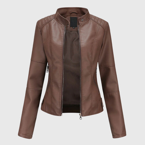 Chelsea | Women’s stylish leather jacket with stand collar