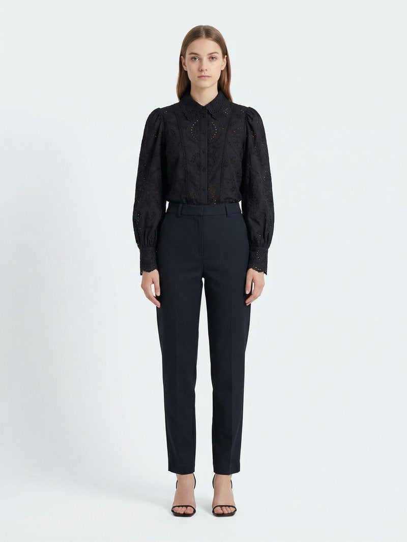 Broderie Anglaise Puff-Sleeve Blouse