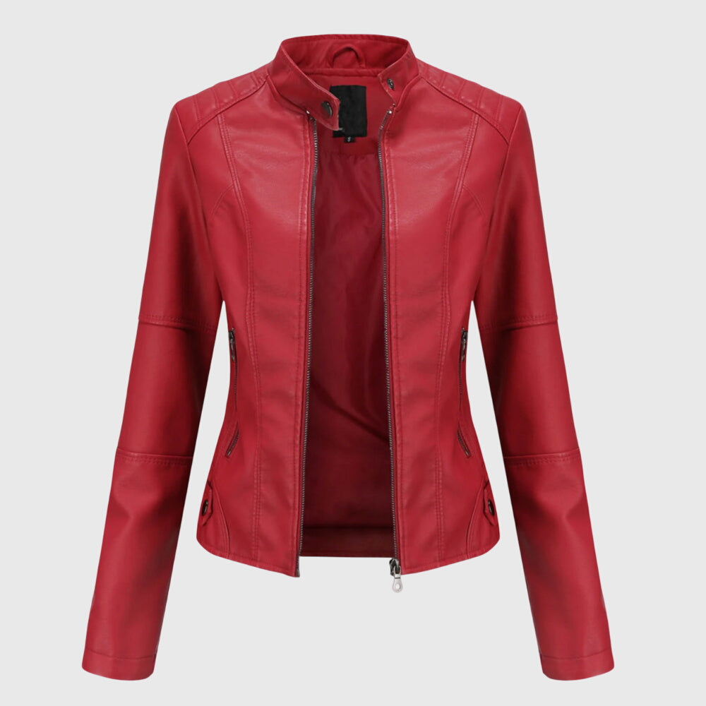 Chelsea | Women’s stylish leather jacket with stand collar