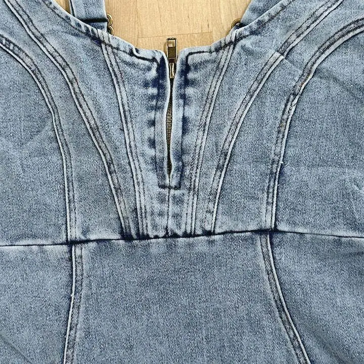 Scarlet | Women's Knee-Length Denim Dress with Side Slit