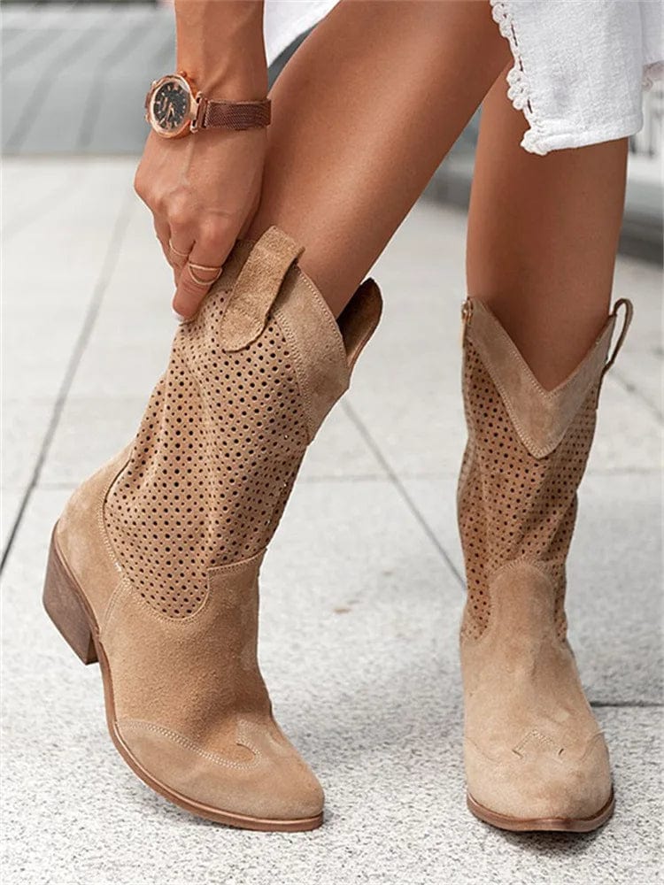 Skye | Orthopedic western boots with perforated panels