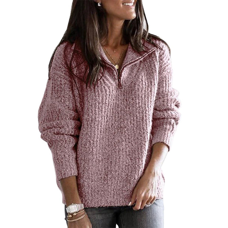 Zara | Women’s zip up ribbed sweater with soft knit feel