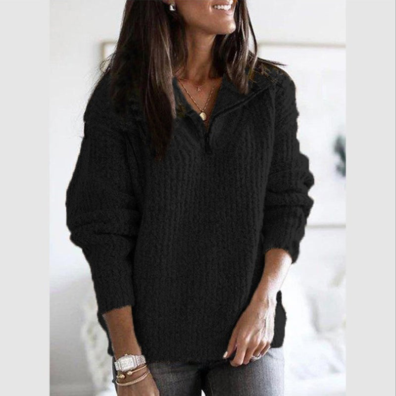 Zara | Women’s zip up ribbed sweater with soft knit feel