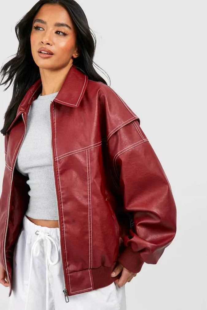 Scarlet | Women's Oversized Jacket with Zip Closure