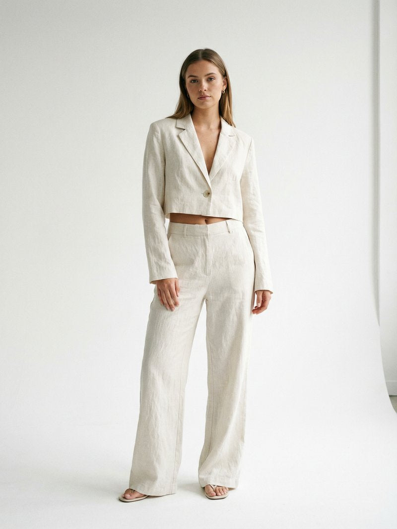 Linen Co-ord Set with Wide-Leg Trousers