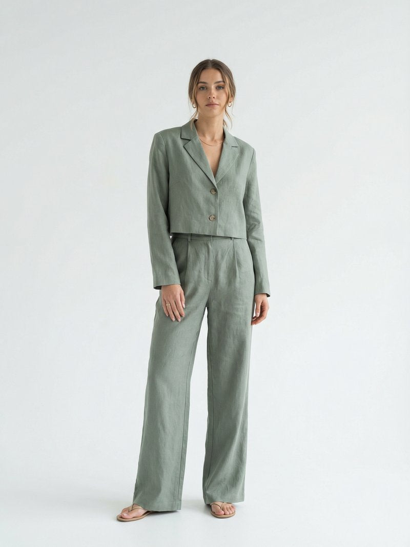 Linen Co-ord Set with Wide-Leg Trousers