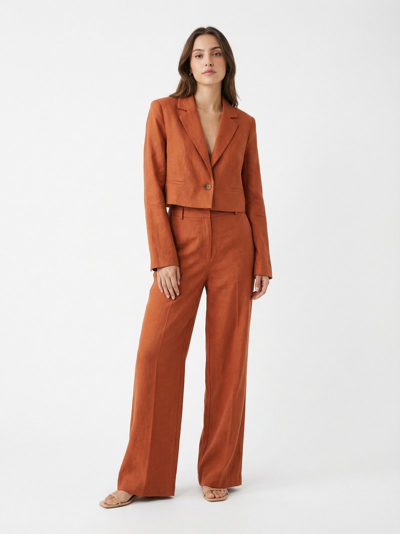 Linen Co-ord Set with Wide-Leg Trousers