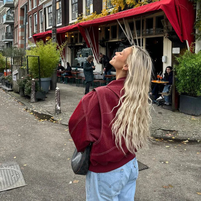 Scarlet | Women's Oversized Jacket with Zip Closure