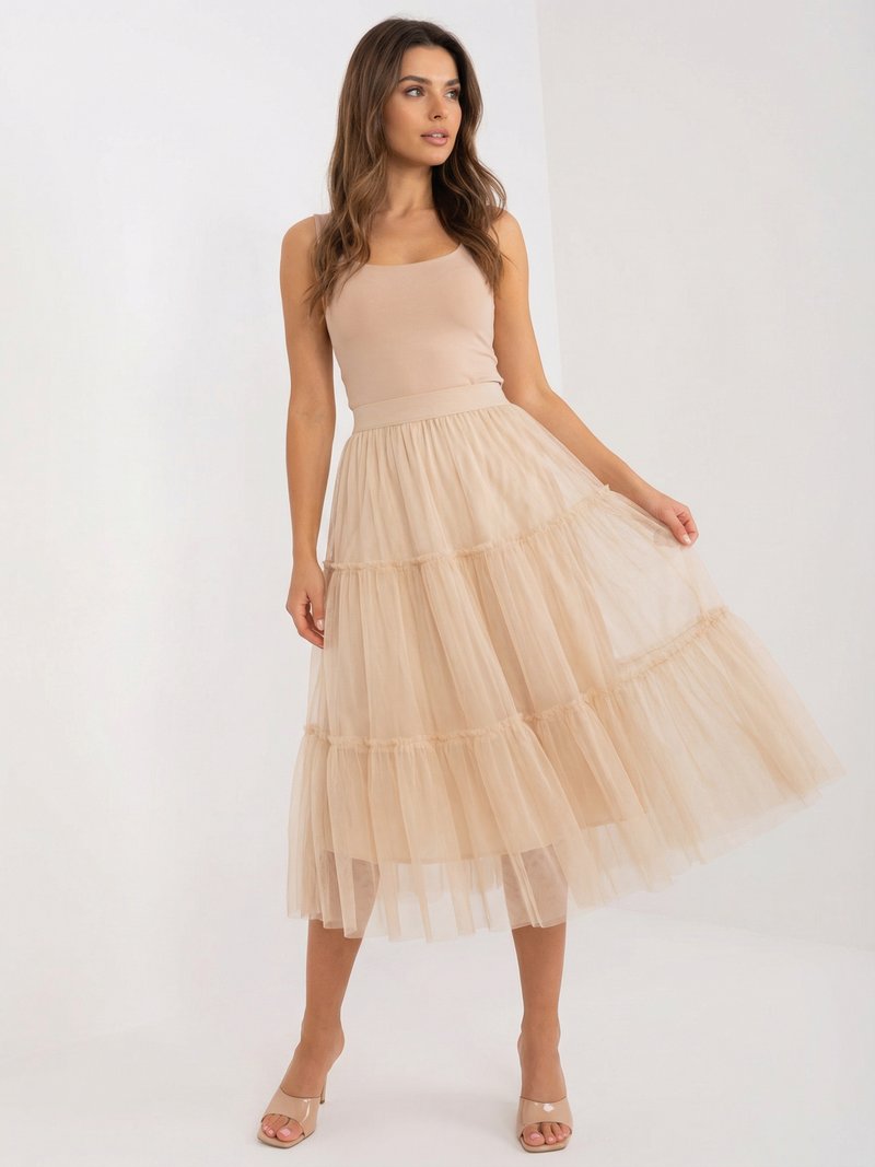 Layered Mesh Tulle Midi Skirt