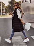 Scarlet | Women's Long Quilted Puffer Vest with Hood